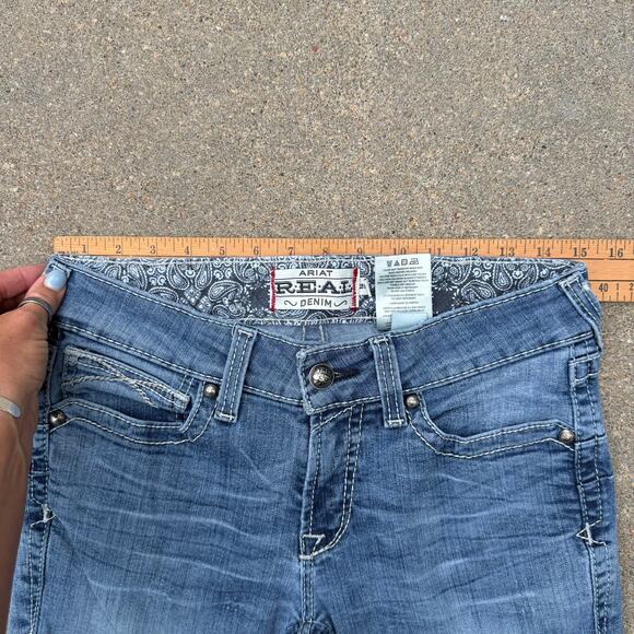 Ariat REAL 29R Straight Leg Mid Rise Light Blue Jeans Style 10017217 - Picture 8 of 9